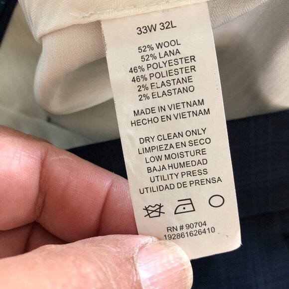 Original Penguin Men Navy Blue Plaid Pants Size 33W - 32L Party Office Wool - Picture 5 of 8